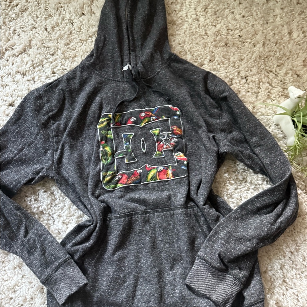 DC Heather Gray Hoodie with Iconic Logo
